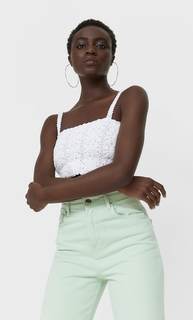 Stradivarius Топ Из Кружева Кроше На Бретелях Белый M