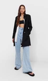 Stradivarius Базовый Тренч Черный L