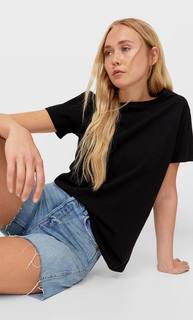 Stradivarius Базовая Футболка Черный L
