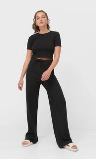 Stradivarius Укороченный Топ В Рубчик Черный Xl