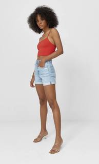 Stradivarius Укороченный Бесшовный Топ На Бретелях Красный M
