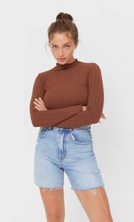 Stradivarius Лонгслив С Волнистыми Кромками Multicolor L