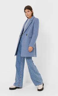 Stradivarius Базовое Пальто Небесно-Голубой L