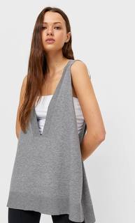 Stradivarius Жилет Оверсайз С V-Образным Вырезом Серый Средний Xs