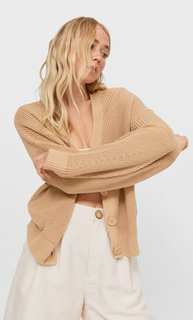 Stradivarius Кардиган Со Спущенными Плечевыми Швами Пестро-Бежевый M