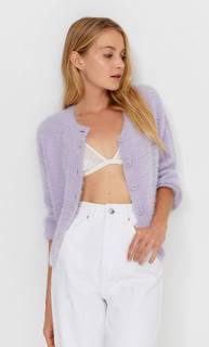 Stradivarius Кардиган Из Мягкой Ткани Сиреневый M