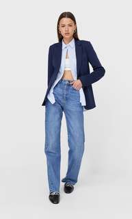 Stradivarius Базовый Трикотажный Пиджак Морской Синий S