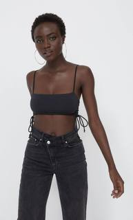 Stradivarius Топ-Бралетт Со Сборками По Бокам Черный M