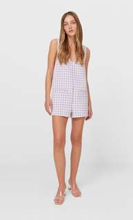 Stradivarius Комбинезон В Клетку Сиреневый Xs