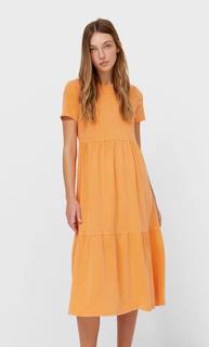 Stradivarius Платье Миди С Эффектом Потертости Оранжево-Персиковый S
