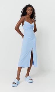 Stradivarius Длинное Платье В Бельевом Стиле Небесно-Голубой Xl