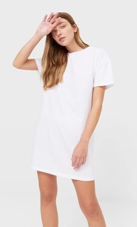 Stradivarius Платье С Короткими Рукавами Белый L