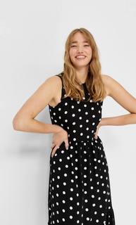 Stradivarius Платье Миди С Принтом Черный S