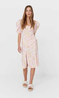 Stradivarius Платье Миди Из Поплина Светло-Розовый M