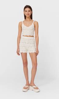 Stradivarius Шорты Из Кружева Кроше Ванильный L