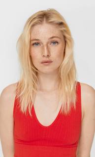 Stradivarius Бесшовный Топ С Узором «Косы» Красный Xl