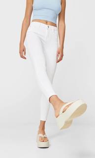 Stradivarius Базовые Джинсы Скинни Белый 42