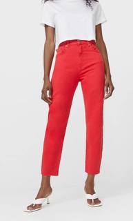 Stradivarius Джинсы Mom Fit Облегающего Кроя Красный 40