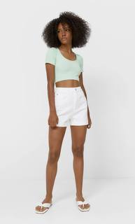 Stradivarius Шорты Mom Fit Белый 44
