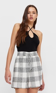 Stradivarius Шорты В Клетку В Стиле Рустик Черный M