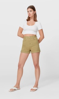 Stradivarius Шорты Mom Fit Зеленый 44