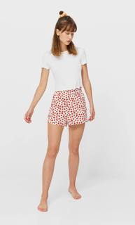 Stradivarius Пижамные Шорты С Принтом Гранатовый M