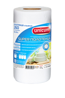 Бумажные полотенца, 260 л/рул. UNICUM
