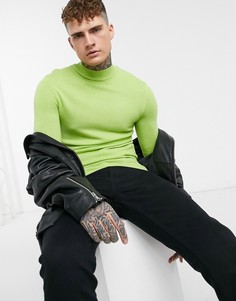 Лаймово-зеленый облегающий джемпер со строчкой ASOS DESIGN