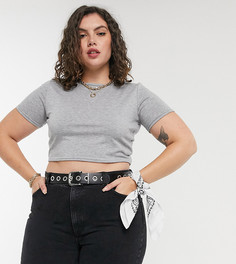 Серая укороченная футболка Rokoko Plus-Серый