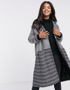 Прямое пальто в стиле oversized черного цвета в контрастную клетку Liquorish-Черный