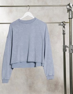 Синий выбеленный oversized-свитшот с необработанным краем ASOS DESIGN