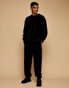Черный вельветовый свитшот от комплекта Topman-Черный цвет