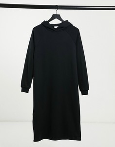Черное платье-худи длины миди с молнией сбоку Noisy May-Черный