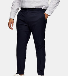 Фактурные зауженные брюки темно-синего цвета Topman Big & Tall-Синий