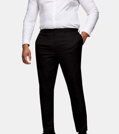 Фактурные зауженные брюки черного цвета Topman Big & Tall-Черный