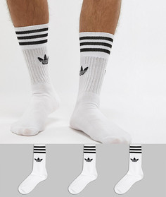Набор из 3 пар белых носков adidas Originals Solid Crew-Белый