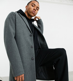 Серое пальто без подкладки с добавлением шерсти ASOS DESIGN Tall-Серый