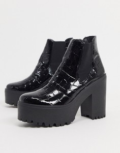 Черные ботинки челси с эффектом крокодиловой кожи Topshop-Черный