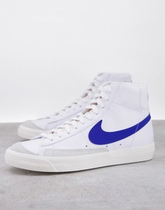 Белые кроссовки с синими вставками Nike Blazer Mid 77 Vintage-Белый