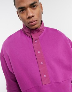 Фиолетовый свитшот в стиле oversized с высоким воротником и кнопками ASOS DESIGN-Фиолетовый цвет