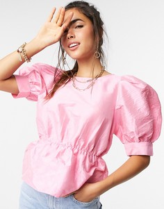Розовый топ с пышными рукавами Vero Moda