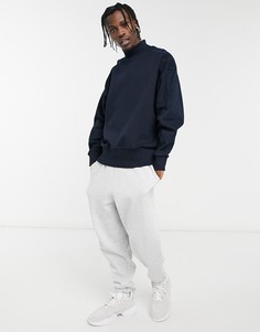 Темно-синий плотный oversized-свитшот с высоким воротником в рубчик ASOS DESIGN