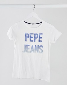 Белая футболка Pepe Jeans-Белый