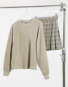 Серо-коричневый фактурный oversized-свитшот ASOS DESIGN-Бежевый