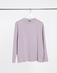 Светло-лиловый выбеленный лонгслив свободного кроя с декоративным швом ASOS DESIGN-Фиолетовый