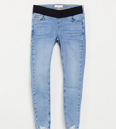 Выбеленные джинсы со рваным краем и эластичной вставкой для животика Topshop Maternity Jamie-Голубой
