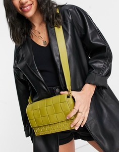Сумка с плетением через плечо оливкового цвета Topshop-Зеленый цвет
