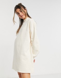 Платье-джемпер цвета экрю с высоким воротником Bershka-Белый