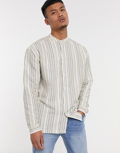 Oversized-рубашка в стиле 90-х в полоску бежевого и светло-бежевого цвета ASOS DESIGN-Бежевый