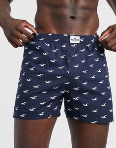 Темно-синие тканые боксеры Hollister-Темно-синий